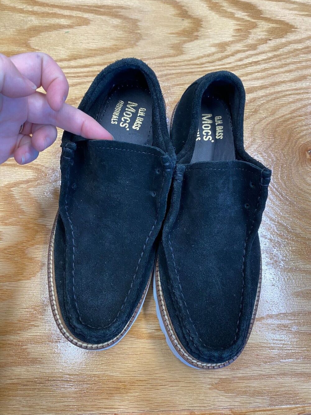 G.H. Bass Wallace Moc Comfort Shoes Women's Black Suede Slip On Closed Toe S13